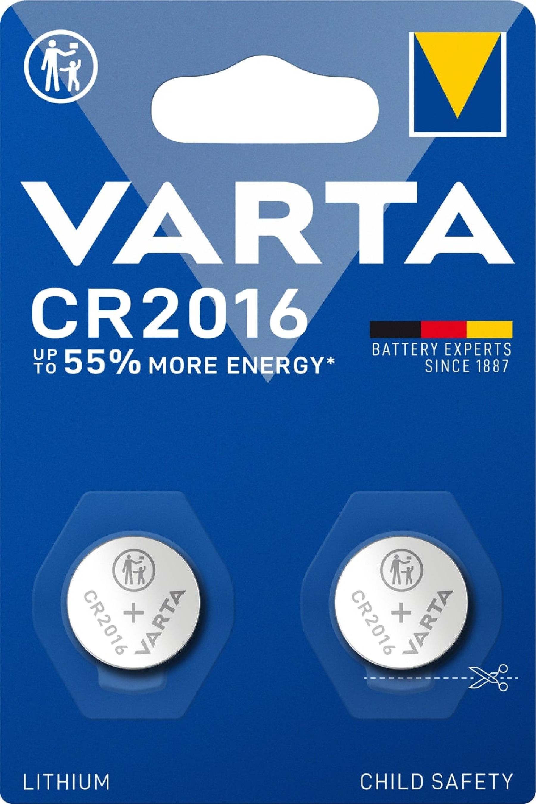 VARTA CR2016 Lithium Coin Battery 3V Pack of 2